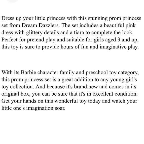 Dream Dazzlers Toddler Girls Toy Age 3+ Prom Princess Pink Play Set Large - Picture 2 of 4